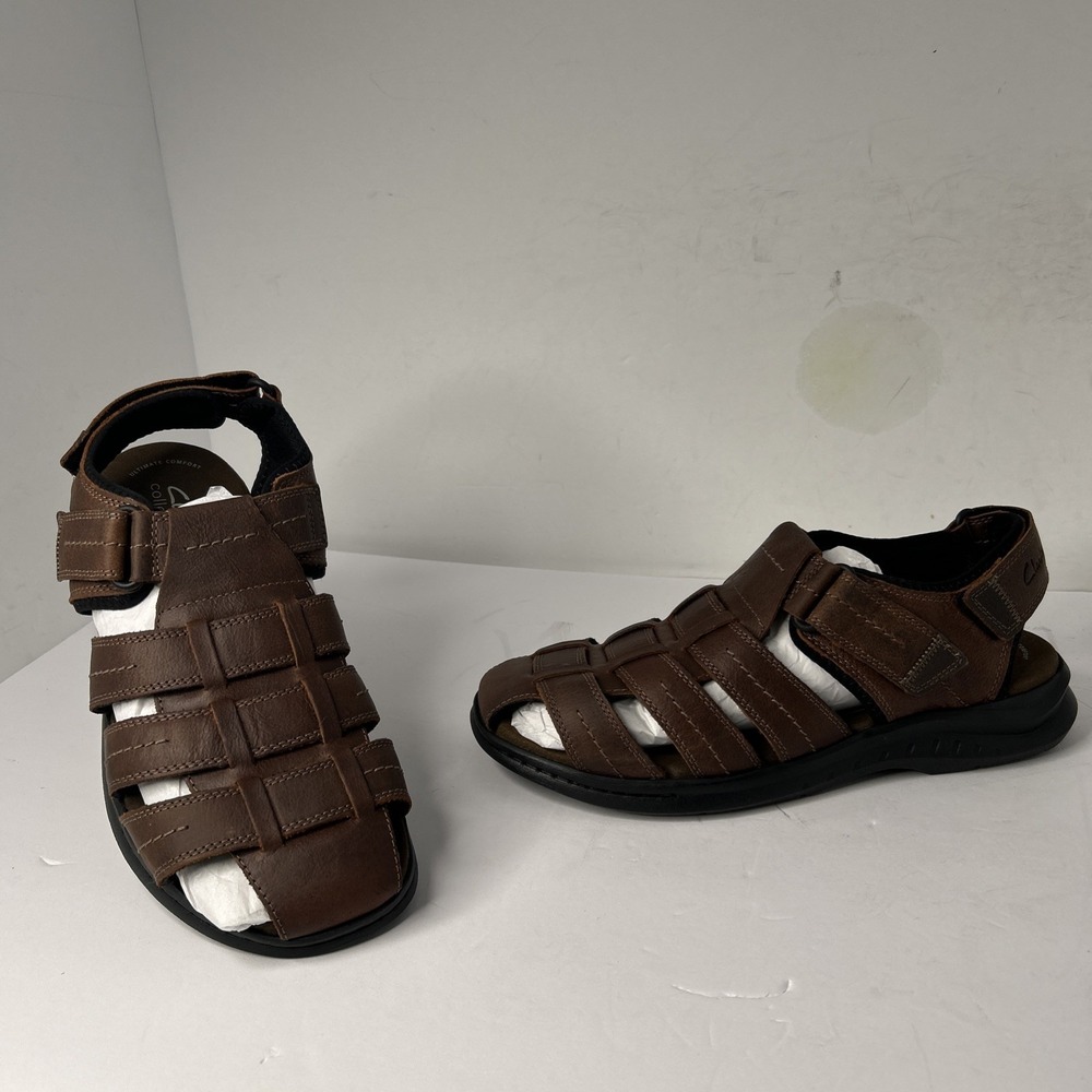 Mens Clarks Walkford Fisherman Sandal - Brown Leather, Size 10.5 US 261717947095